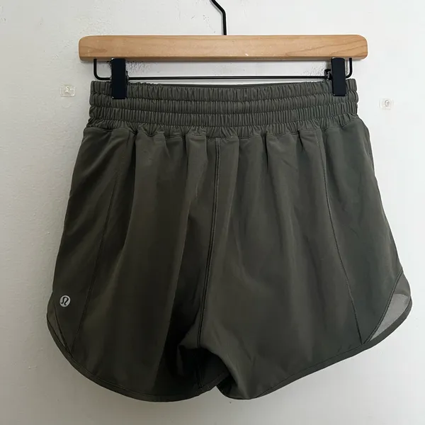 LULULEMON- Hotty Hot High-Rise Lined Short 4” Olive Athletic Gym Running Workout - Image 4
