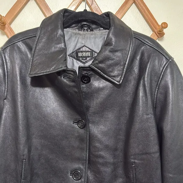 111 STATE woman plus size 1X leather jacket black - Image 2