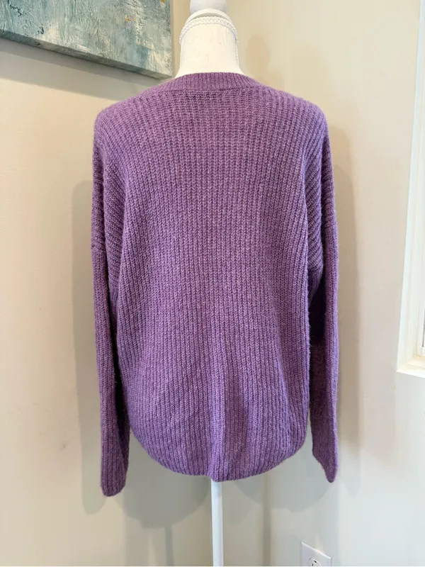 Madewell Heather Amethyst Crewneck Sweater Medium Alpaca Blend - Image 4