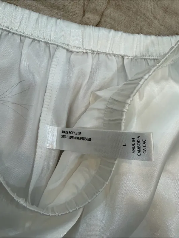 White satiny shorts with light blue piping, size L #bride #wedding - Image 3