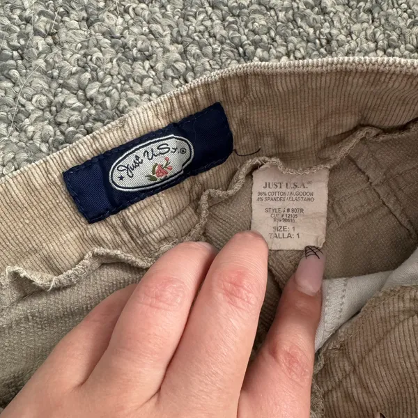 Just USA Y2K 2000’s Khaki Tan Preppy Low Rise Corduroy Casual Straight Leg Pants - Image 4