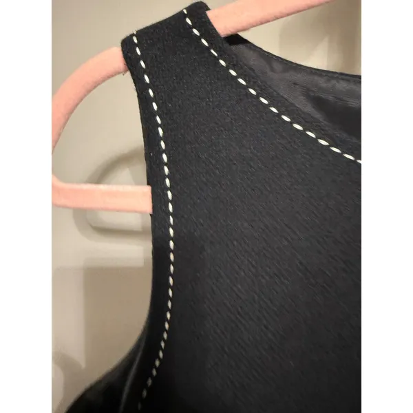 Ann Taylor‎ Black Wool Blend Tank Top Contrast Stitch Sleeveless Size 6 - Image 6