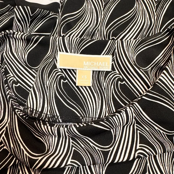 Michael Kors Shift Dress‎ Abstract Print 3/4 Sleeve Career Size Xsmall XS Black - Image 4