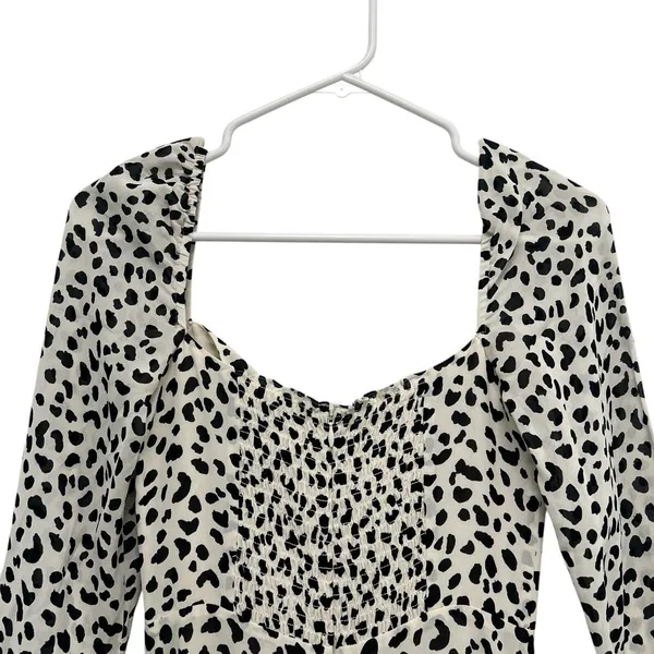 Reformation Shelby Dress Ocelot White Black Print Midi Slit Bustier Chic Size 0 - Image 5