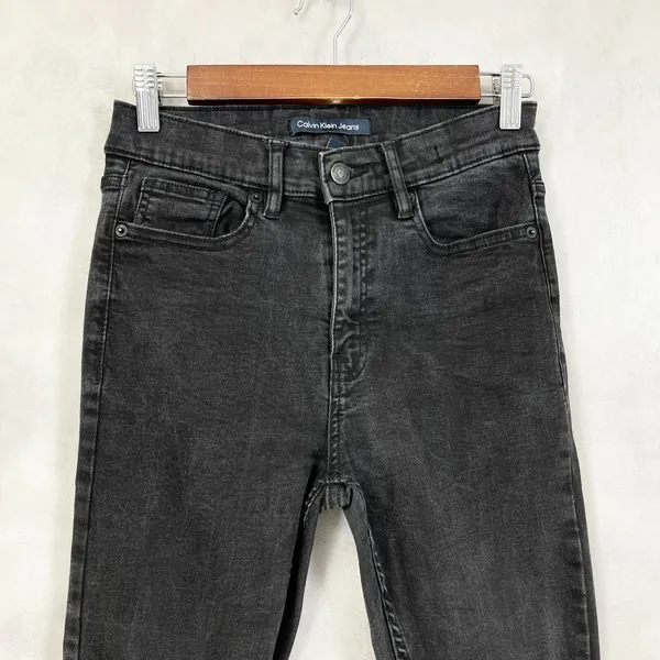 Calvin Klein Womens Jeans Size 4 High Rise Jegging Black Classic Minimal Stretch - Image 3