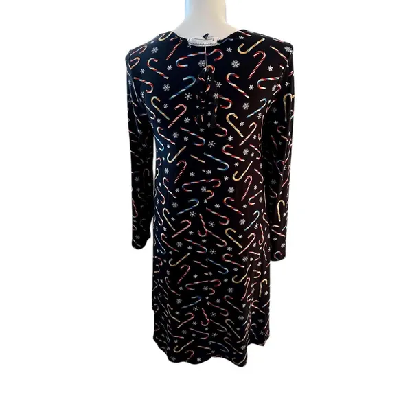 Allison Brittney Long Sleeve Womens Black Multi Christmas Print‎ Festive Holiday - Image 3