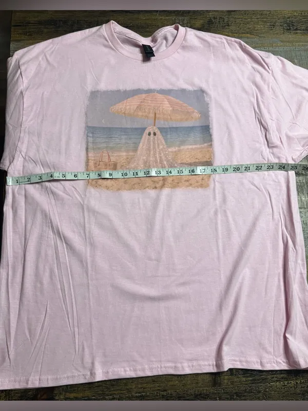 Gildan Light Pink Beach Ghost Graphic Tee - Image 5