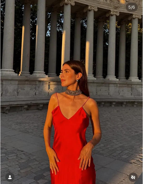 Zara nwt red maxi dress fitted bodycon satin effect party evening holiday gown - Image 5