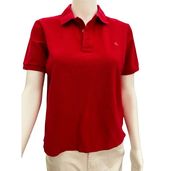 Vintage 90s Ralph Lauren Women’s Red Polo Shirt Medium - Image 8