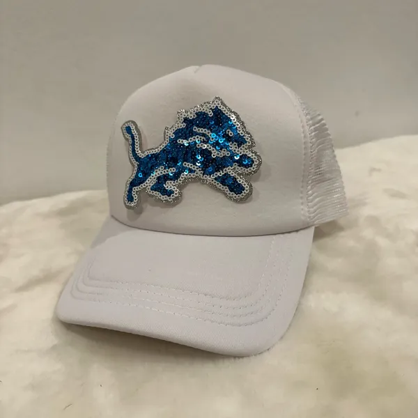 NFL Detroit Lions sequin trucker hat! Glitter bling sparkle baseball hat! - Image 2