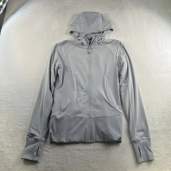 Lululemon Sz 10 In Flux Jacket Dance Studio Reversible Hooded Silver Fox Stretch - Image 13