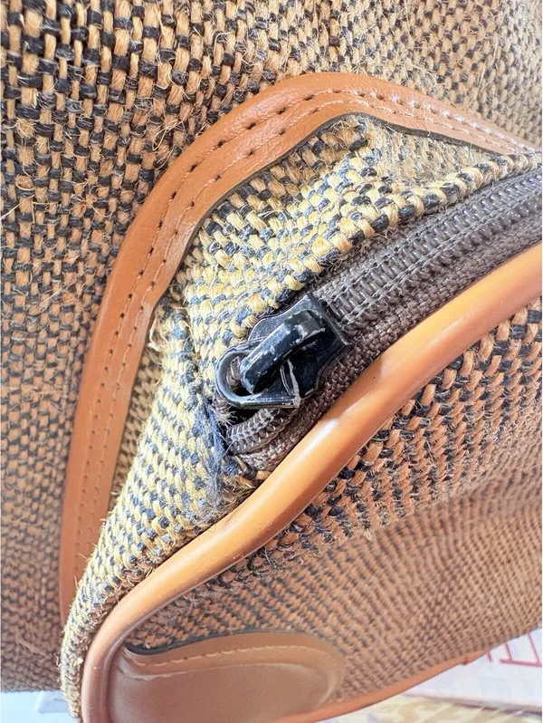 Pierre Cardin Vintage Travel Carry-On Train Case Weekender Brown Tweed Bag - Image 12