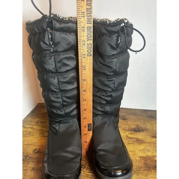 Totes Caroline 2 Women’s Size 10 M Black Quilted Tall Winter Snow Boots Faux Fur - Image 9