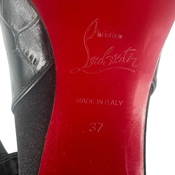 Christian Louboutin Croc Embossed Chelsea Boot 70 Calf Leather in‎ Black Size 37 - Image 14