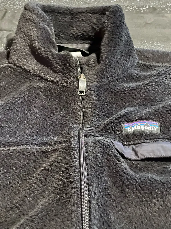 Womens M Patagonia Re-Tool Full Zip Fleece Jacket-Black High Pile Fuzzy Zippered - Image 5