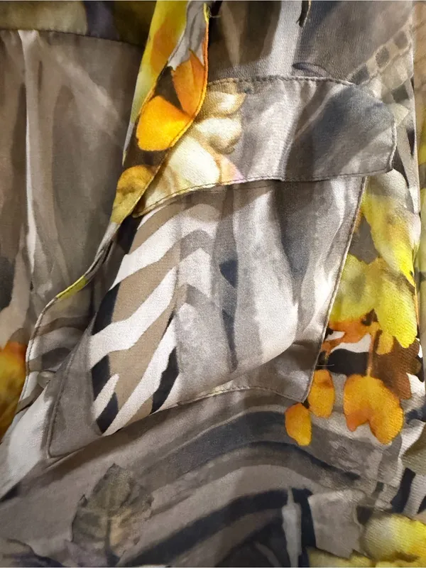 Susan Graver Floral & Zebra Print Sheer Button-Down Shirt Size L - Image 3