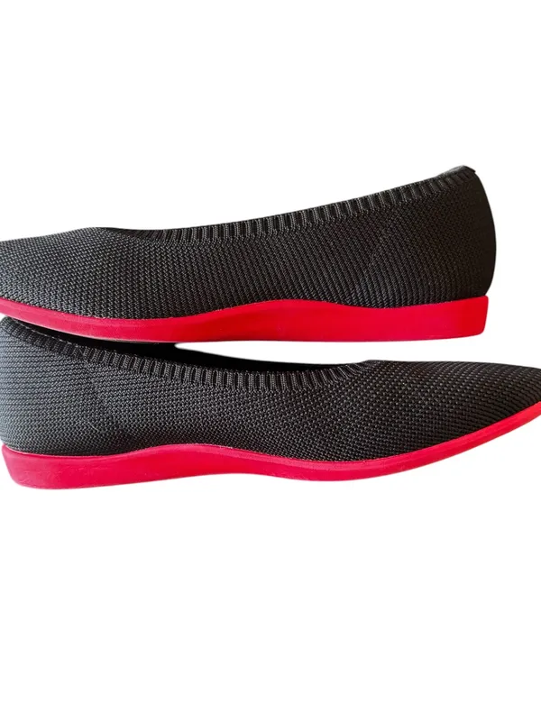 VIVAIA - Black Pointed Toe Knit Ballet Flats Red Sole Sz 35.5/5.5 - Image 8