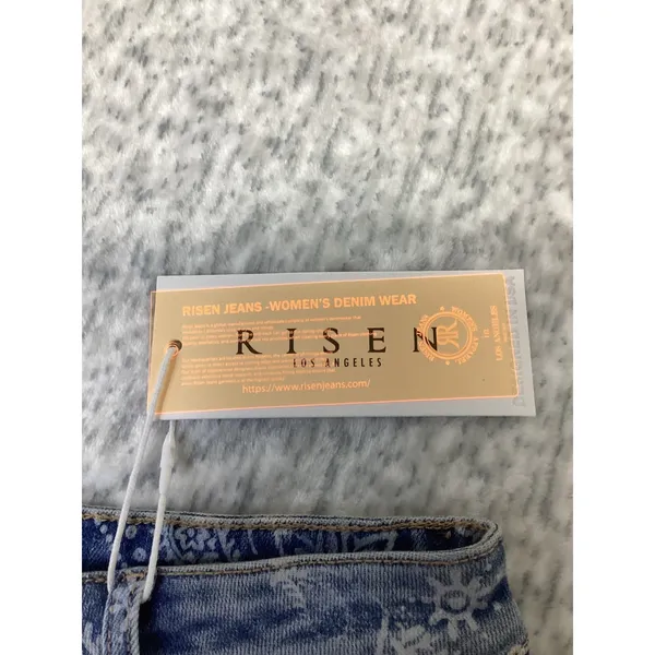 Risen Jeans Paisley HR Short Medium Wash High Rise Frayed Hem XL RDS6602 - Image 2