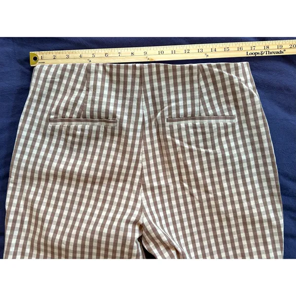 A New Day Womens Brown Gingham Check Side Zip Ankle Pants Size 16 - Image 13