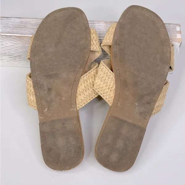 OLD NAVY Women's Criss Cross Woven Raffia Slide Sandals Beige/Tan-8 - Image 6