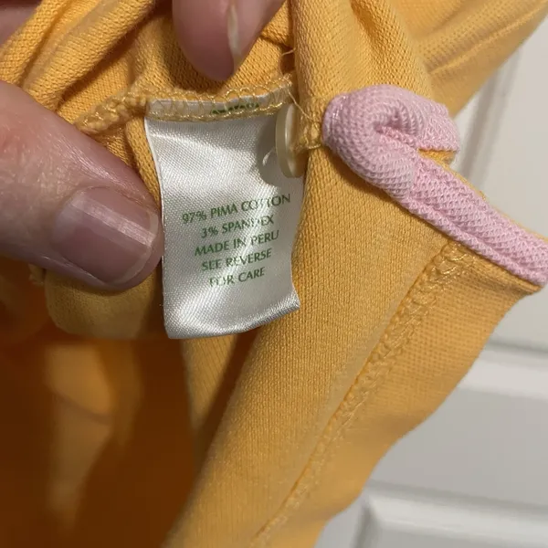 Lilly Pulitzer Polo Shirt Womens‎ Large Golf Casual Preppy Gold Pink Trim - Image 10