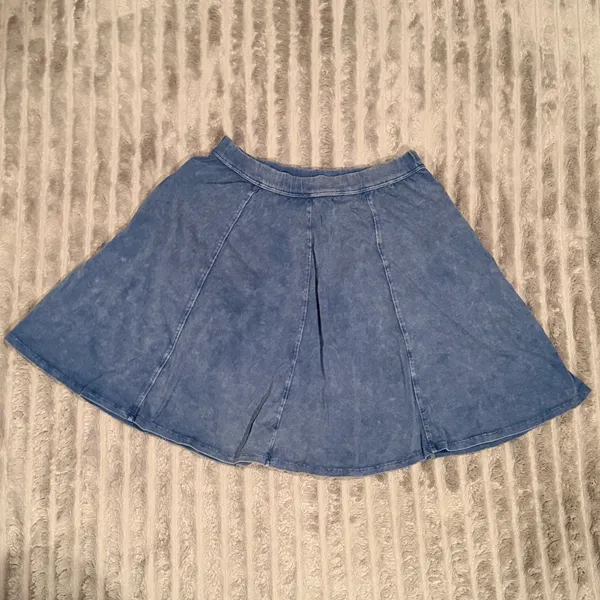 Abercrombie & Fitch Blue Acid Wash Skater‎ Skirt Womens Med Elastic Waist Flare - Image 2