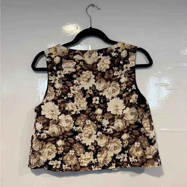 Abercrombie and Fitch linen‎ cotton blend brown cream floral square neck tank - Image 4
