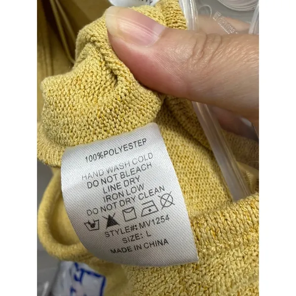 Vada Winter‎ x Maverick Jumpsuit L Mustard Yellow Knit Smocked V Neck Pockets - Image 10