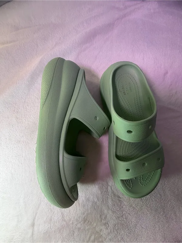 CROCS Kids Mint Green Two-Strap Slide Sandals - Image 5