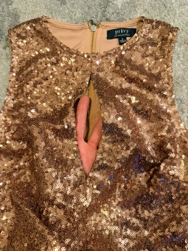 Privy Rose Gold Sequin Crop Top - Image 2