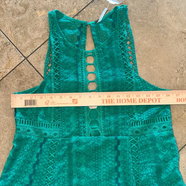 Free People‎ Green Lace Eyelet Cutout Fit Flare Mini Dress Women's Size 8 NWOT - Image 14