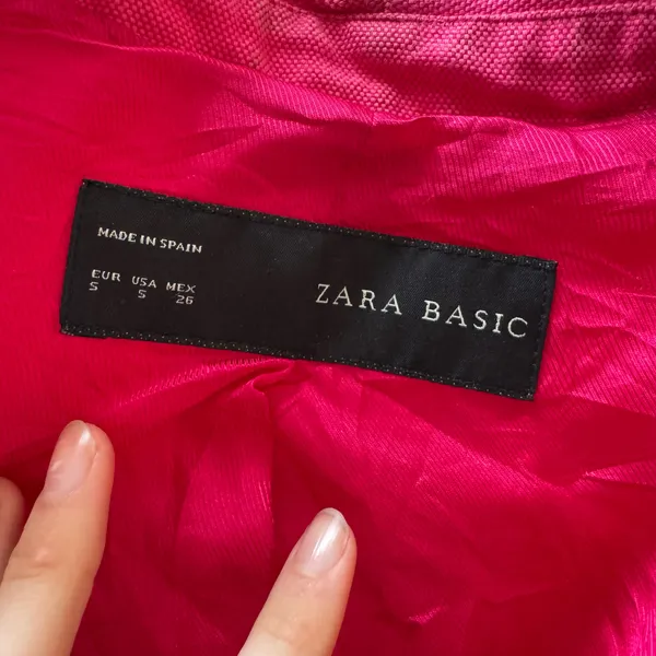 Zara hot pink collarless linen-blend blazer - Image 5