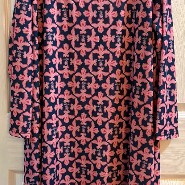 Simply Southern Pink and Navy Long Sleeve Dress - Image 2