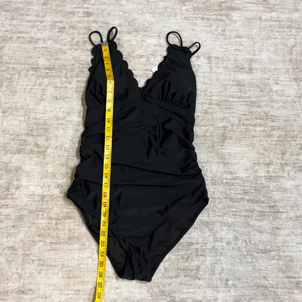 Charmo Women’s Medium UPF 50 Black One Piece Swimsuit Scallop Triangle Cut out - Image 3