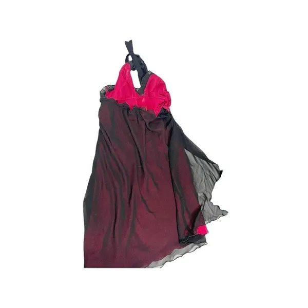 Darjeeling Red/Black Sheer Nightdress Sleepwear‎ Sightgown size M/L FR 40 - Image 5