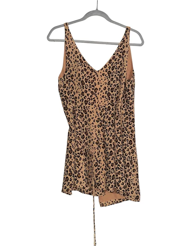 Reformation Anchorage Tan Leopard Print V-Neck Wrap Mini Dress MEDIUM in Feline - Image 3