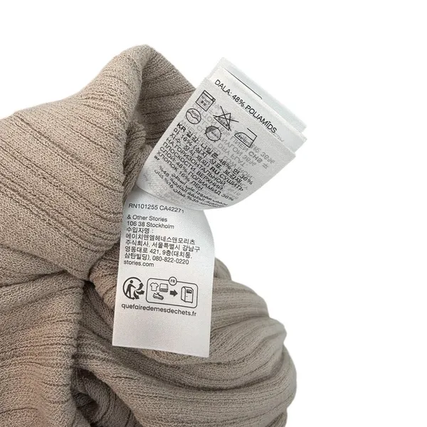 & Other Stories Rib Knit Sleeveless Midi Maxi Tank Dress Taupe‎ Medium - Image 15