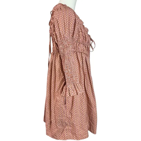 Free People Retro 70s Babydoll Star Dip Mini Dress in Red Combo Size Medium - Image 8