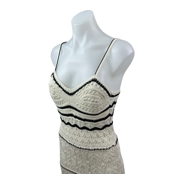 Zara Women's Geometric Crochet Knit Sleeveless Midi Cami Tank Bodycon Dress Sz M - Image 2