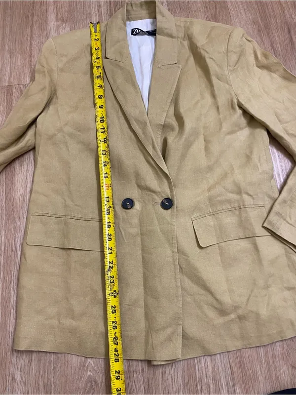 Zara Light tan Double-Breasted Blend Blazer - Image 4