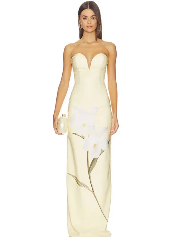 Katie May Ursula Floral Strapless Gown Butter Yellow - Image 2