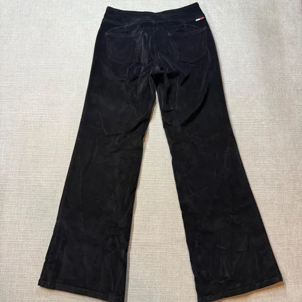 Tommy Hilfiger Tommy Jeans Black Velvety‎ Flare Pants Size 9 V-Waist Y2K Vintage - Image 2
