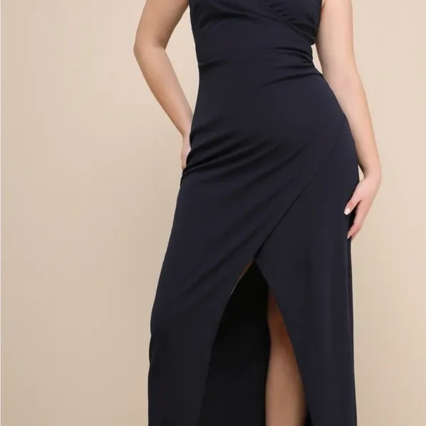 Lulu's Elegant Navy Wrap Maxi Dress - Image 2