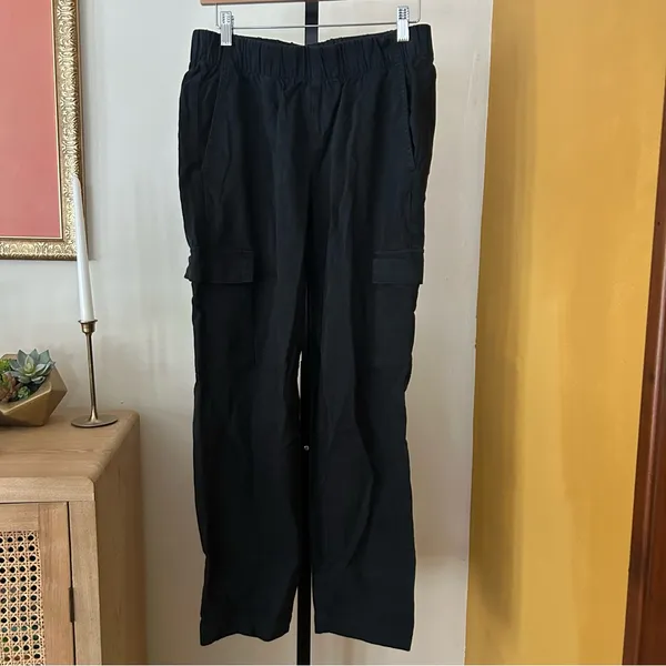 GAP Twill Cargo Pants Black Joggers Elastic Waist Stretch‎ Cotton Lyocell Size S - Image 2