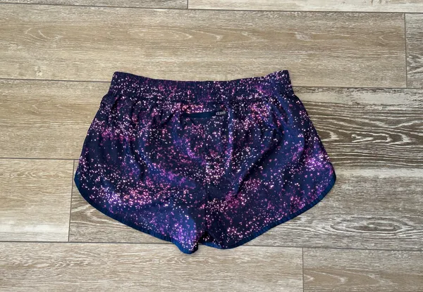 Champion Woman’s Sz L Athletic Shorts Navy Blue w Space Dye Galaxy Print - Image 5