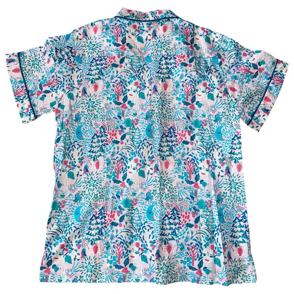 Roller Rabbit Women’s Sz L Pink Floral Winter Bari Print Short Sleeve Pajama Top - Image 2