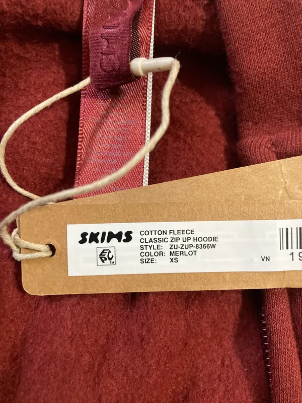 SKIMS Cotton Fleece Zip-Up Hoodie XS - Image 6