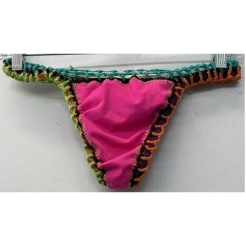 Ferrarini by PilyQ Pink Crochet Trim Bikini‎ Set Two Piece Swimsuit One Size - Image 5