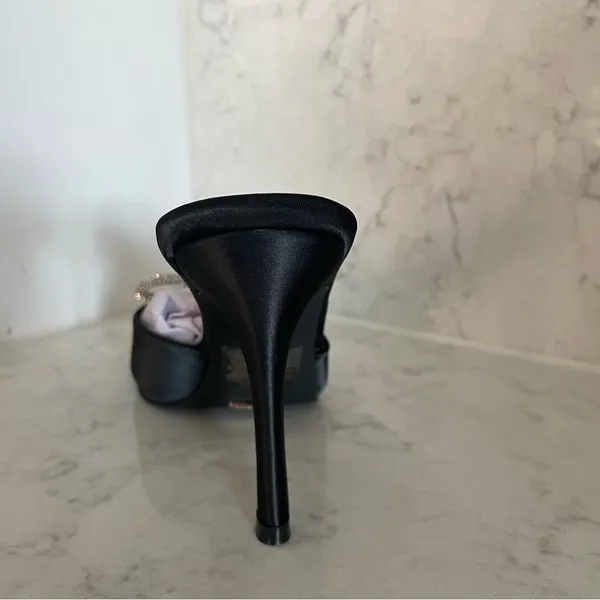 NIB Billini Leilah Bow Heel in Black‎ Satin Sz 7 - Image 9