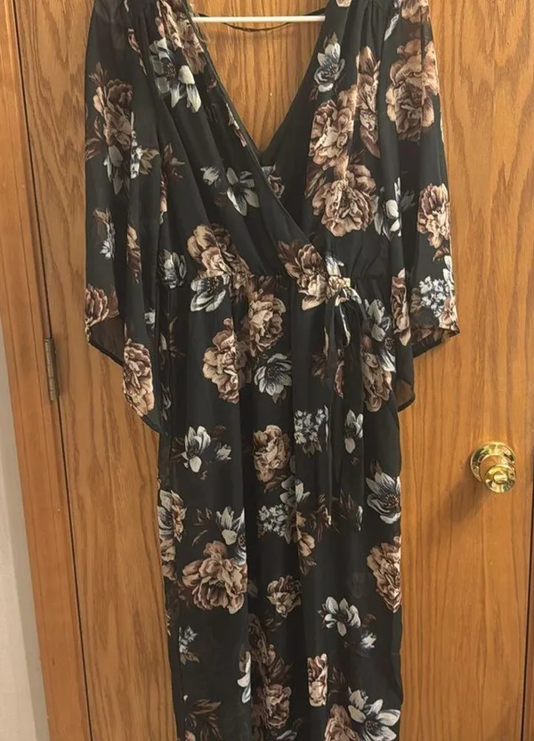 Bailey blue dark green floral dress in size large - Image 2